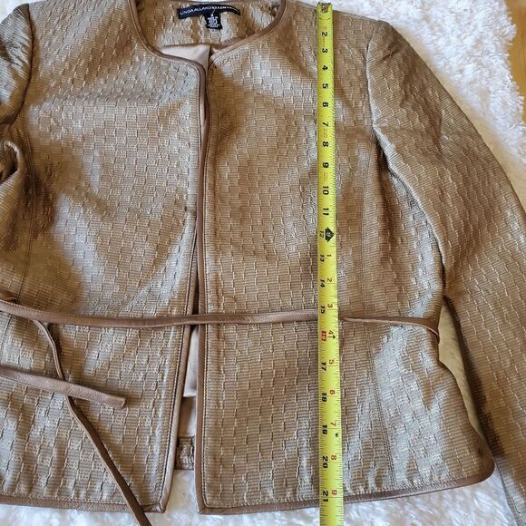 Linda Allard Ellen Tracy Silk Blazer Women's Size 8 Brown Gold Office Formal - Picture 5 of 9
